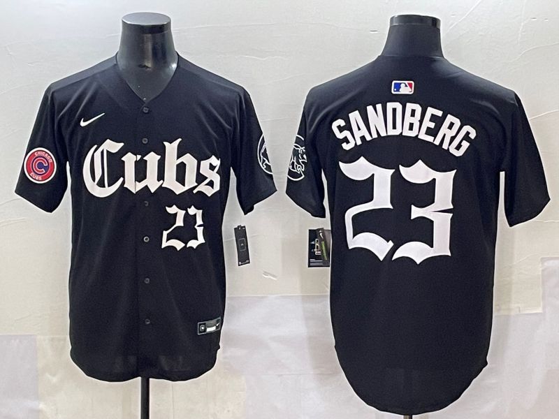 Men 2025 Chicago Cubs #23 Sandberg Black Five generations Joint Name Nike MLB Jersey style 13->chicago cubs->MLB Jersey